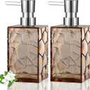 Hand Soap Dispenser, Clear Acrylic Plastic Liquid Pump Bottles Refillable Lotion Dispenser for Bathroom Decor Kitchen College Dorm, Light Brown 2 Pack