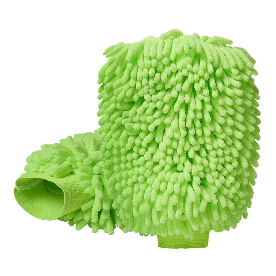 YESCOO 2 Pack Car Wash Mitt, Scratch Free Microfiber Wash Mitt, Double Sided Wash Mit, Wash Mitts for Car Washing, Home Cleaning, Green (10'' x 7'')