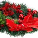 Alipis 1pc Xmas Jesus Wreath Decor Berries Bow for Front Door Holiday Decor Christmas Home Adornment Festive Wreath for Family Gatherings