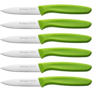 Paring Knife Fruit Knife Set (6 Pieces), Ultra Sharp Stainless Steel Vegetable and Fruit Knife with PP Plastic Ergonomic Handle for Cutting Fruits and Vegetables,Green