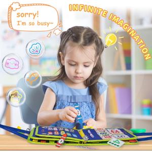 Nicecho Busy Board Montessori Toy for 1 2 3 4 Year Old Toddlers, Educational Activity Developing Sensory Board for Fine Basic Dress Motor Skills, Travel Toys for Plane Car, Gift for Boys Girls
