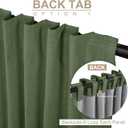 100% Blackout Shield Olive Green Linen Blackout Curtains for Bedroom 96 Inches Long, Back Tab/Rod Pocket Living Room Drapes, Thermal Insulated Blackout Curtains 2 Panels Set, 50" W x 96" L