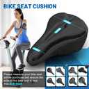 Bike Seat Cushion Gel Padded Saddle Cover for Men Women - Extra Padding Soft Comfort Bicycle Seat Cushion for Peloton, Stationary, Spin, Mountain, Road, Ebike