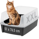 IRIS USA XX-Large Cat Litter Box, Open Top Extra Large Litter Box for Big Cats and Multi-Cat Households, High Sided Scatter Shield, Easy to Clean, 30"L x 20"W x 14"H, Black