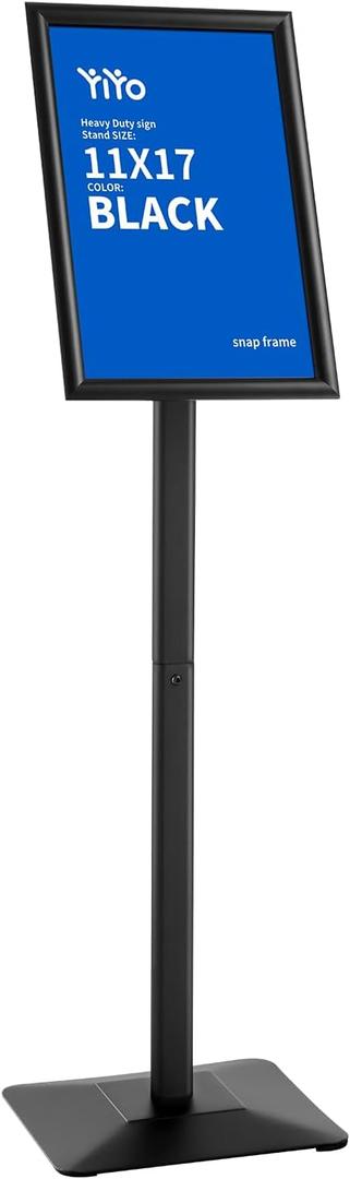 YIYO Sign Stand Poster Stand adjustable heavy duty pedestal Sign Holder Floor Stand aluminum frame floor standing for display11*17 inch Black (11*17 Black)