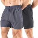 Gaglg Men's 5" Running Shorts 2 Pack Quick Dry Athletic Workout Gym Shorts with Zipper Pockets XL
