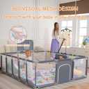 Baby playpen, 79"x71"Baby Playpen with Mat IndoorOutdoor Playpen for Babies and Toddlers with Breathable Play Pen with Ocean Balls Hanging Pocket Basketball Hoop (Gray)