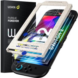 WSKEN for Nintendo Switch 2 Screen Protector - Shatterproof Tempered Glass with Auto-Dust Removal, Zero Bubbles Auto-Alignment, Anti-Scratch Glass Film for Switch 2 (2025) Accessories, 2 PCS