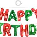TONIFUL Red Green Happy Birthday Balloons Banner,16 Inch Mylar Foil Birthday Sign Banner for Girls Boys Kids & Adults Birthday Decorations Christmas Party New Year's Eve Supplies