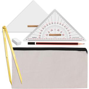 Marine Navigation Divider Universal Nautical Protractor Set Square Set of 6 | Triangle Ruler & Brass Divider | Essential For Sailing, Accurate Navigational Plotting & Portland Course Plotter