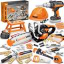 SpringFlower 51Pcs Kids Tool Set with Toy Chainsaw& Electronic Drill Toy, Toddler Tool Set, Construction Toys Tool for Kids age3,4,5,6,7,8, Tool Kit Toy for Christmas Birthday Gifts