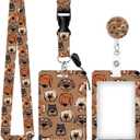 ID Badge Holder with Retractable and Detachable Lanyard, Cute Badge Reel Breakaway Lanyard with Carabiner Clip for Women, Teachers, Nurses, Students, Perfect Work and Office(Cute Funny Dogs)