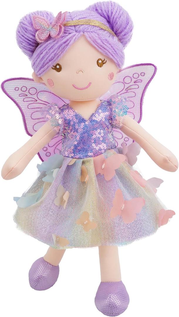 June Garden 15" Celestia The Rainbow Whisper Fairy Doll Soft Plush Fairy Toy with Multicolor Butterfly Skirt Enchanted Garden Collection