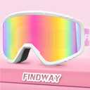 findway Kids Ski Goggles for Boys Girls Youth-OTG Anti-Fog Over Glasses Kids Snow/Snowboard Goggles (Revo Rainbow)