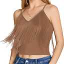 Sweaty Rocks Women's Fringe Summer Tops (XL, Brown)