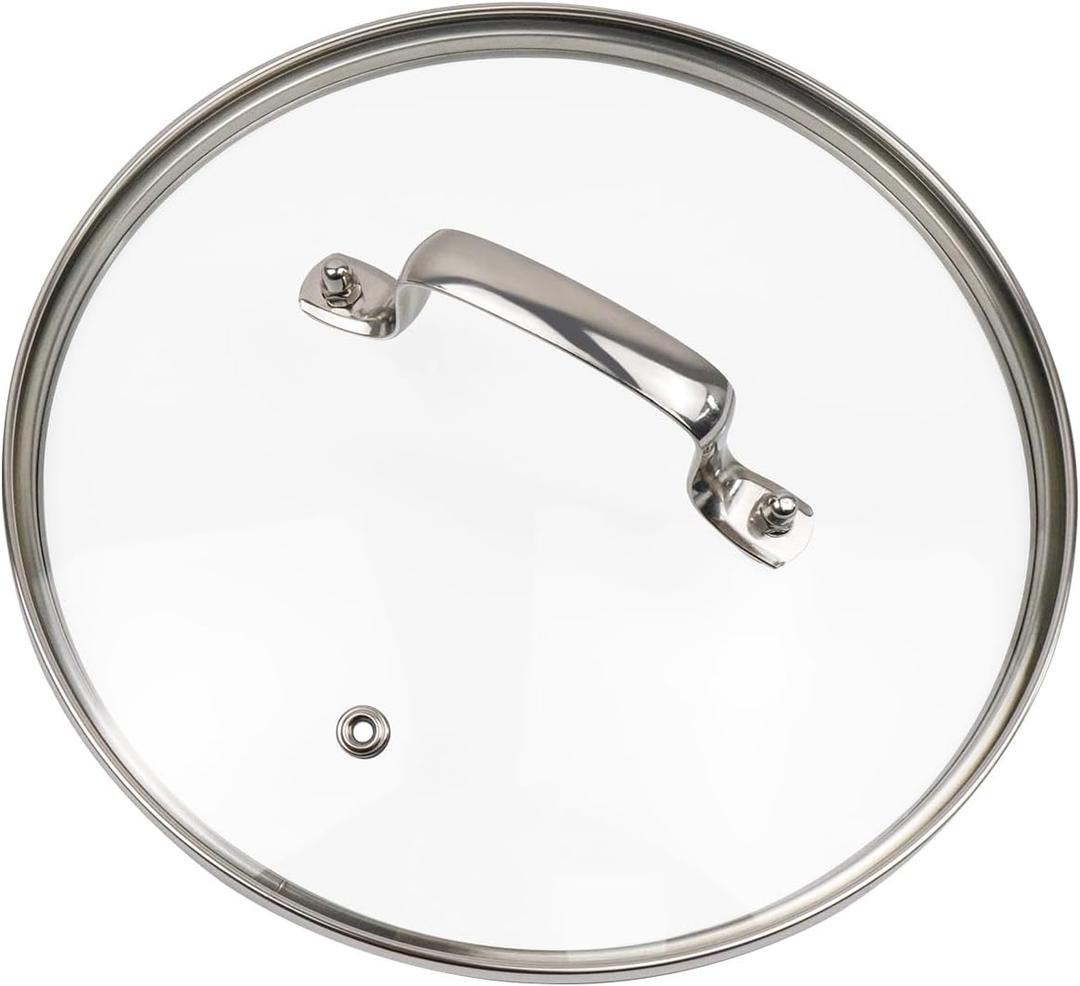 10" Tempered Glass Lid with Steam Vent Hole Universal Pan Pot Clear Cookware Lid Replacement with Holder Handle, Stainless Steel Rim, Fits for Pots/Pan/Electric Pressure Cooker (Bar)