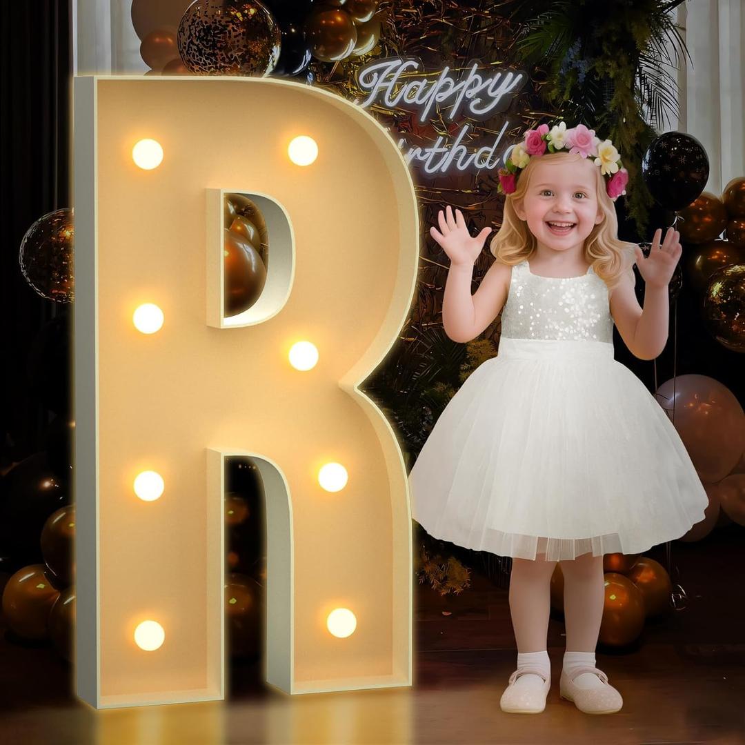 Mixifox 3FT Marquee Letters R, Large Light Up Letters 3 Feet Tall with Lights, Big Letter for Wedding, Engagement, Graduation, Birthday Party Decorations, Pre-Cut Foam Board Kit