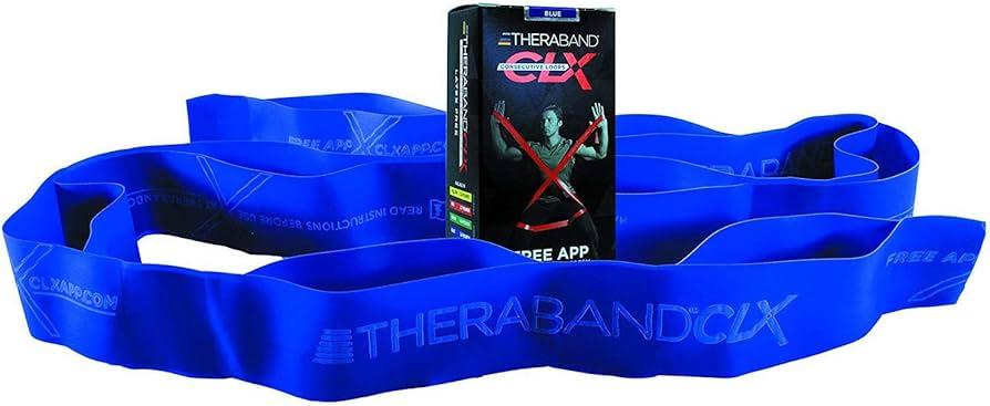THERABAND CLX Resistance Band with Loops, Fitness Band for Home Exercise and Workouts, Portable Gym Equipment, Best Gift for Athletes, Individual 5 Foot Band, Blue, Extra Heavy, Intermediate Level 2