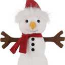 Apricot Lamb Snowman with Red Hat Plush Stuffed Animals for Kids, Soft Cute Plush Toys for Baby Girl and Boy, Fluffy Snowman with Red Hat White