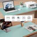 Aothia Leather Desk Pad Protector, Mouse Pad,Office Desk Mat, Non-Slip PU Leather Desk Blotter, Laptop Desk Pad, Waterproof Desk Writing Pad for Office and Home (36" x 17", Light Blue)