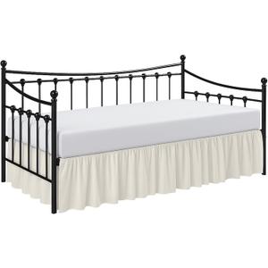 Cottington Lane Daybed Skirt with Split Corners Twin Size Gather Dust Ruffle Bedskirt 18 Inch Drop, Premium Hotel Quality Brushed Microfiber, Classic Platform Fit, Ivory