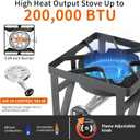 SKOK 200,000 BTUs High Pressure Single Burner Propane Camping Stove - Portable Outdoor Stove for Outdoor Cooking, Backyard, Picnic