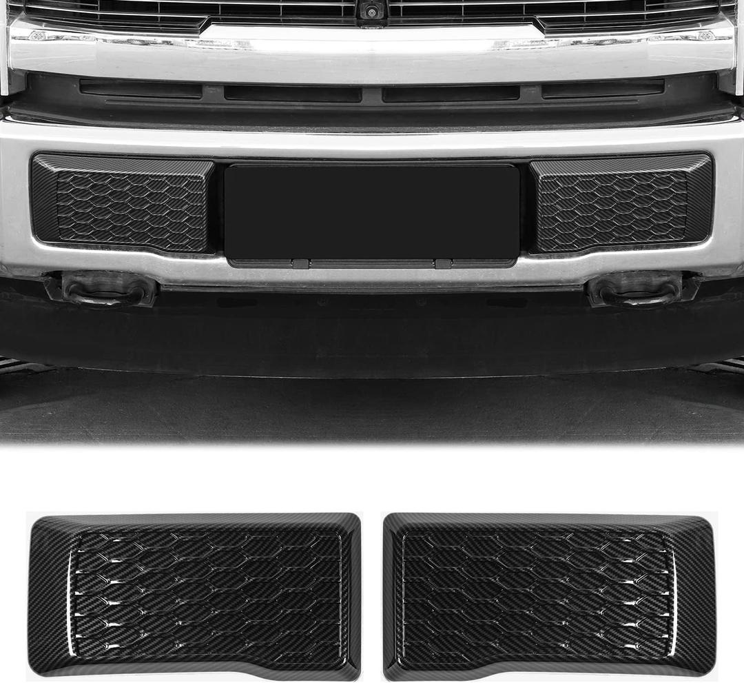 Left & Right Front Bumper Guard Pads Insert Cap Cover for 2015-2020 Ford F150, Carbon Fiber