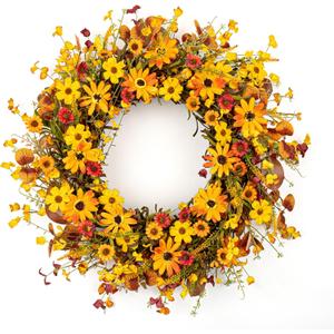 VioletEverGarden Fall Wreaths for Front Door 22 Inch Artificial Fall Wreath Orange Autumn Wreath with Berries and Eucalyptus Leaves for Indoor Outdoor Thanksgiving Harvest Holiday Decorations