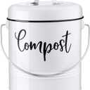 Compost Bin Kitchen, 1.3 Gallon Farmhouse Kitchen Compost Bin Countertop, Indoor Countertop Compost Bucket with Lid and Charcoal Filters, White