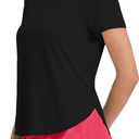 Hiverlay Women's Short Sleeve Workout Top Athletic Tee | Sun Protection UPF 50+ Lightweight Shirts, Quick Dry for Gym Tennis Running Golf Tennis Travel (Black, M)