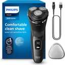 Philips Shaver for Men Series 3000 Rechargeable Wet/Dry Mens Electric Shavers Electric Razor for Men- Modern Steel Metallic