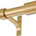 Warm Gold Adjustable Curtain Rods, 144 to 164 Inch, Heavy Duty 1-Inch Telescoping Rods with Cap Finials
