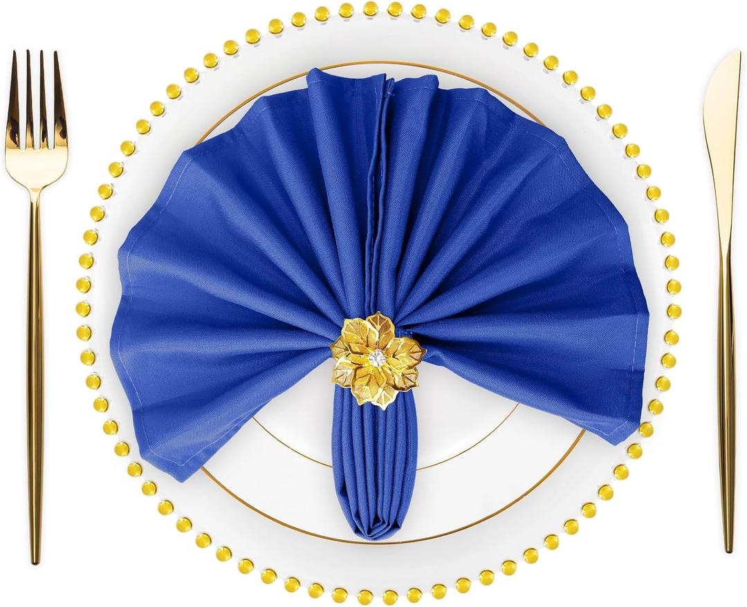 SuperO Set of 80 Cloth Napkins 17 x 17 Inch, Polyester Solid Washable Dinner Napkins with Hemmed Edges,Great for Restaurant, Wedding and Party(Royal Blue)