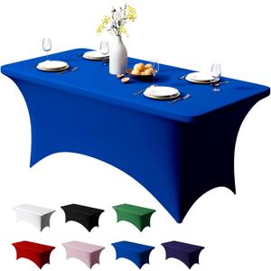 Trlyc 1 Pack 4FT Spandex Table Cloth - 48 x 30 Inch Rectangular Stretch Tablecloth, Wrinkle Resistant Scretch Table Cover for Wedding, Party, Banquet, Picnic, Outdoor Decoration (1 Pcs,Royal Blue)