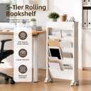 5-Tier Rolling Bookshelf, Rolling Book carts with wheels,Book Storage Rack