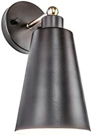 Aspen Creative 62723-50-1, 1 Light Indoor Wall Fixture, 5-1/2" W x 11-7/8" H x 7-3/4" E, 2-Tone/Oil Rubbed Bronze Finish w/Warm Brass Knob, Bulb Not Included