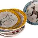 Creative Co-Op Enchanted Fauna Series Stoneware Plates, Multicolor, Set of 4