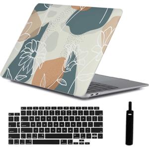 LanBaiLan Laptop Plastic Hard Shell Protective Case, Compatible for New MacBook Air 13 inch 2020 2019 2018 Release A2337 M1 A2179 A1932 Retina Display with Touch ID & Keyboard Cover, Art Flower