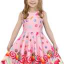 Girls Dress Sleeveless Long Sleeve Kids Toddler Little Big Girl Unicorn Mermaid Casual Dresses (5-6 Years, Lollipop)
