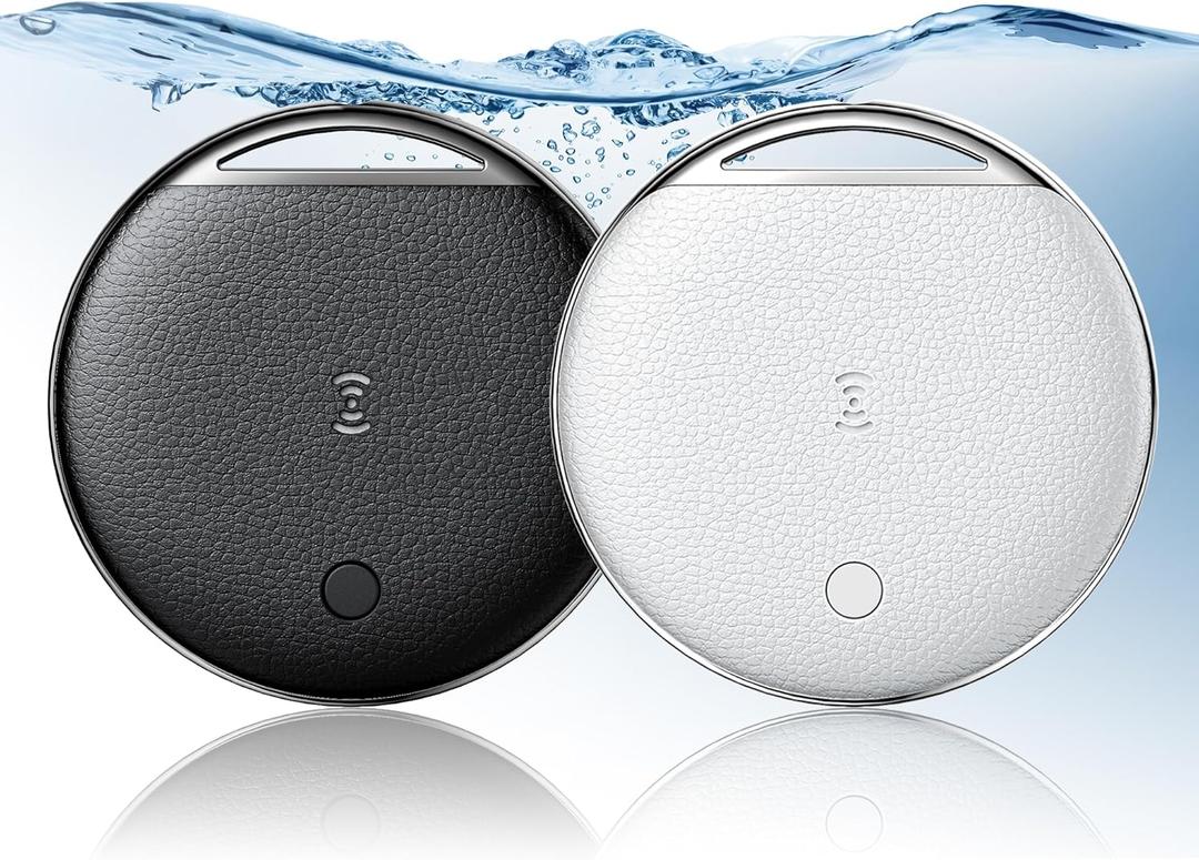 Air Tracker Tags-2 Pack, Smart Tag Work Compatible with Apple Find My (iOS Only), Bluetooth Tag Item Finders IP68 Waterproof Replaceable Battery for Wallet, Luggage, Backpack, Key (Black/White)