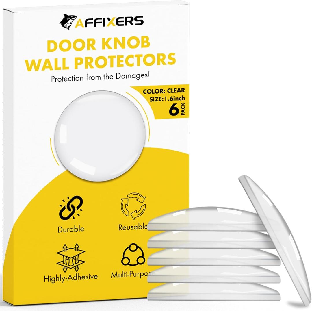 Door Stoppers for Wall  Self Adhesive Door Knob Wall Protector, Door Slam Stopper, Door Handle Bumper Guard (Clear, Small -1.6" (6 Pack))