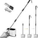 Metal Cat Litter Scoop with Holder, 43" Extendable Long Handle Cat Scooper for Litter Box, Solid & Durable, Deep Shovel for Fast Sifting, Large Pet Pooper Scooper for Kitty/Outside Dog Poop