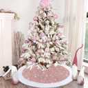 2 x Dremisland Pink Christmas Tree Skirt 48 Inch Sparkly Sequin Velvet Tree Skirts Glitter Plush Christmas Decorations Luxury Faux Fur Xmas Tree Mats for Party Holiday Home New Year Decor