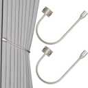 Upgraded Curtain Tiebacks Set of 2 - Wall Mounted Heavy Duty Adjustable Curtain Holdbacks for Heavy CurtainsU-Shaped Curtain Pull Backs with 180Flexible Angle (2, Silver)