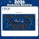 2 x Graduation Decorations 2026 - Blue Polyester Graduation Backdrop - Graduation Party Decorations - Congrats Grad Banner - Graduation Decorations Class of 2026,Graduation Party Favors Supplies Yard Sign