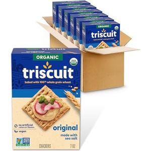 Triscuit Organic Original Whole Grain Wheat Crackers, Organic Crackers, Vegan Snacks, Bulk Lunch Snacks, 6 - 7 oz Boxes