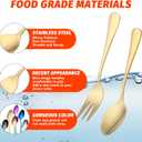 3 x 12 PCS Forks and Spoons Set, Stainless Steel Gold Silverware Set, Flatware Cutlery Set 6 Forks (5.35 inch), 6 Spoons(5.25 inch) for Home and outdoor