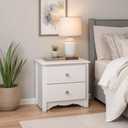 Prepac Sonoma White 2-Drawer 23.25 in. W Traditional Nightstand Side Table, Night Stand Bedside Table, Nightstand for Bedroom WDC-2422