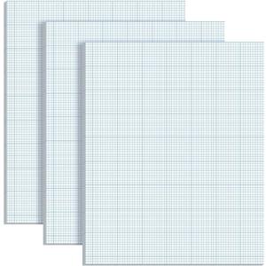 Ctosree 3 Pcs 8.5 x 11 Quadrille Pads 50 Sheets/Pack 10 * 10 Squares Per Graph Paper Pad Back to School Engineer Grid Paper Pad for School Supplies (Blue)