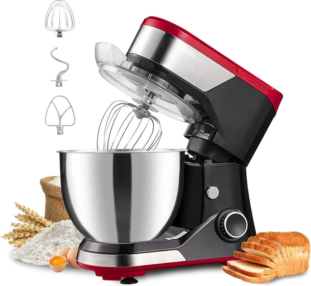 P'rich Electric Stand Mixer Guard 8 Speeds With Whisk, Red
